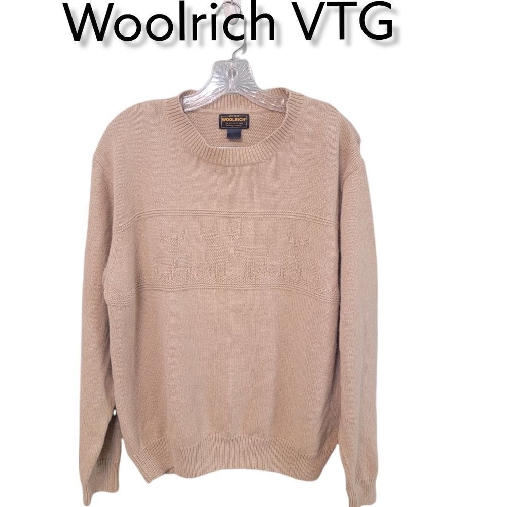 Woolrich Deer Vintage‎ Crewneck Grandpa Sweater Size Large